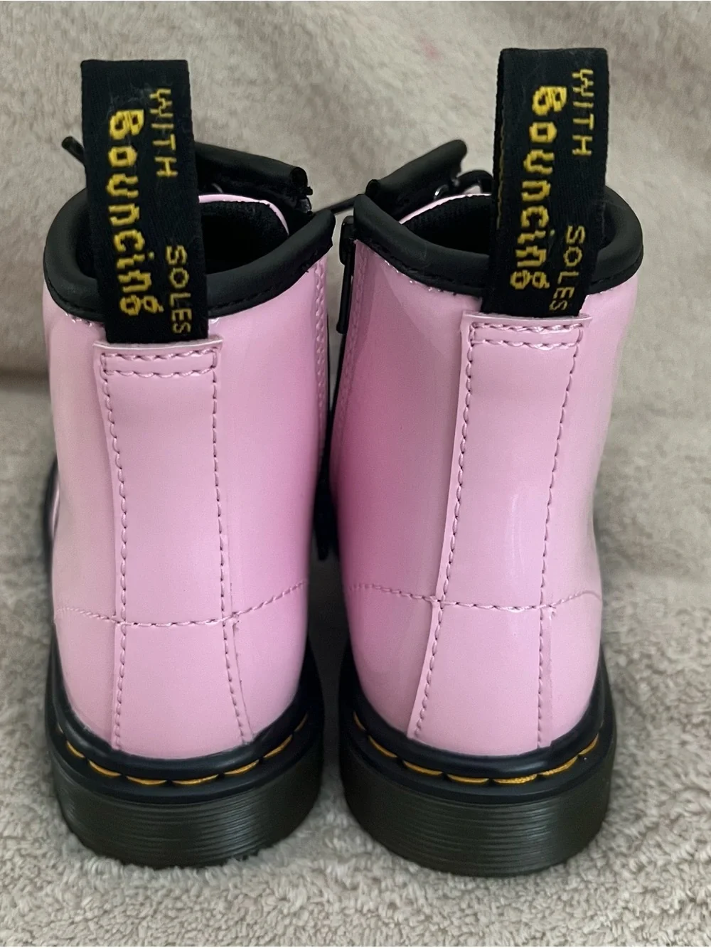 NWB Dr. Martens Toddler Girl Pink Patent Lace-Up Combat Boots